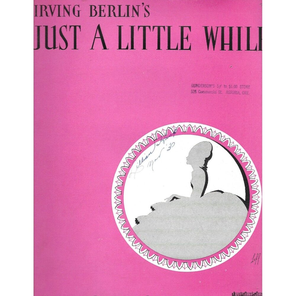 Just a Little While 1930 Vintage Sheet Music Irving Berlin, Inc. Art Deco Cover